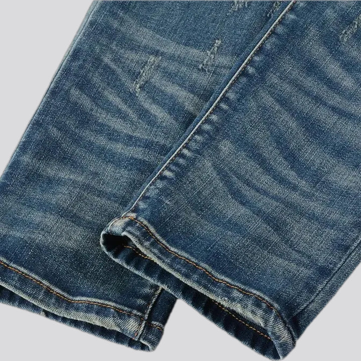 Mid-waist ripped stretchable skinny jeans for men