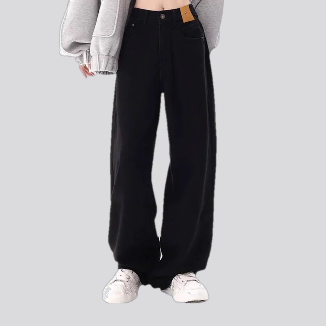 Whiskered baggy women's jeans