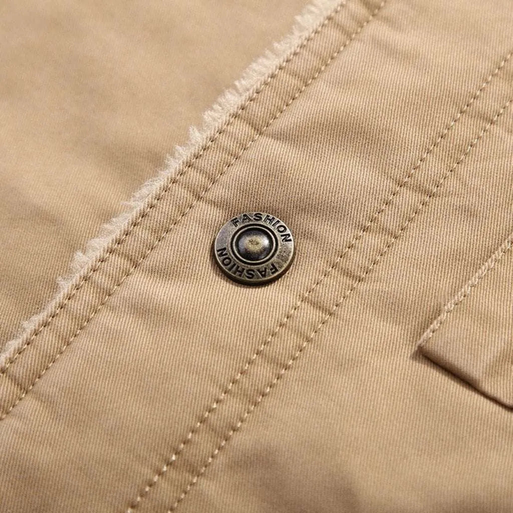 Sherpa color men's denim jacket